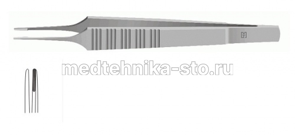 Пинцет м/х по Де Бейки, 150 мм, р.ч. 1,5 мм, плат.10 мм