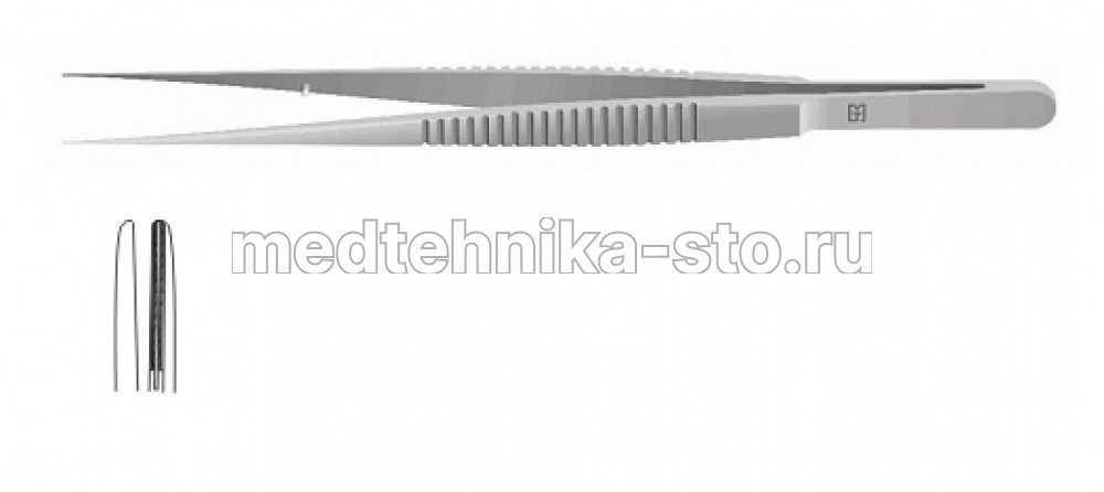 Пинцет м/х по Де Бейки, 180 мм, р.ч. 1,5 мм, плат.18 мм
