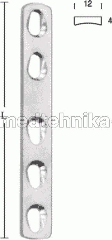 Пластина прямая узкая 12х4 мм, дл. 151 мм, 9 отв.