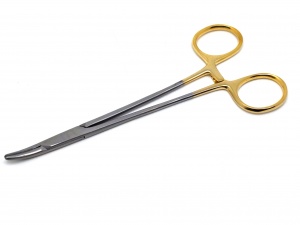 Иглодержатель общехирургический с тв.пластинами изогнутый, 150 мм